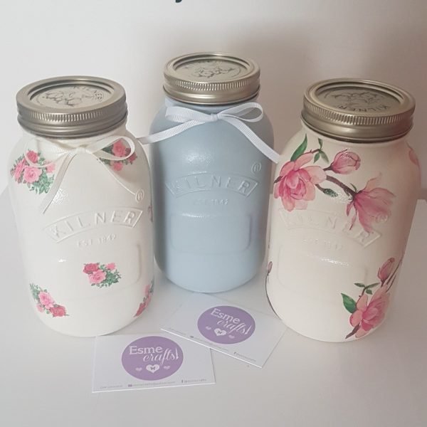 Hand decorated kilner jars