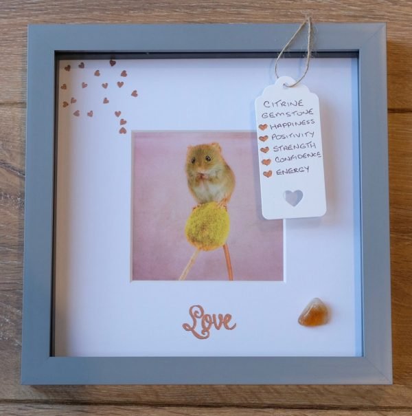 Harvest Mouse print with Citrine gemstone - free shipping