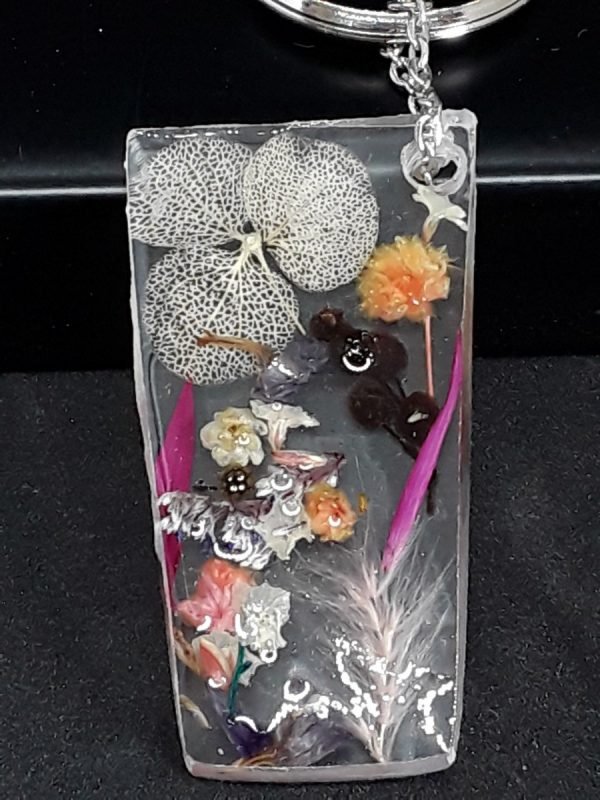 Unique Resin Flower Key Ring