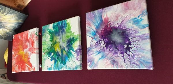 Rainbow Triptych Acrylic Painting - Image 9