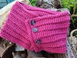 Deep pink chunky crochet neck warmer – scarf – winter warmer