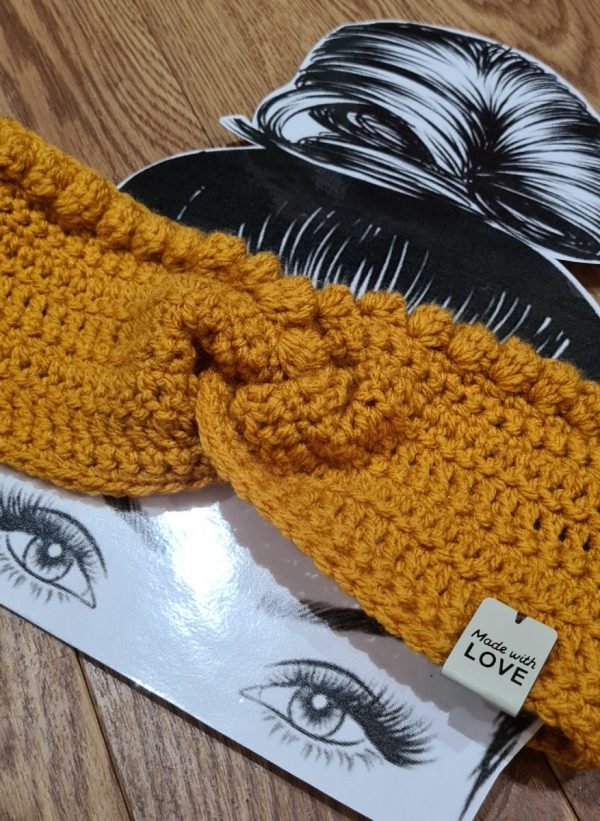 Chunky crochet mustard ear warmer, headband - Image 2