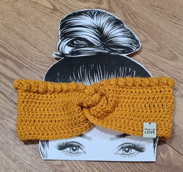 Chunky crochet mustard ear warmer, headband