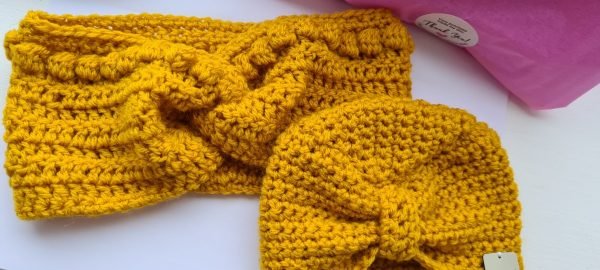 Mummy and Baby mustard Turban hat - beanie - earwarmer - headwarmer - Image 2