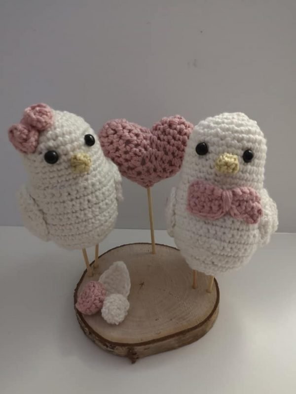 The Love Birds Crochet Cake Topper - Decoration - Boho Wedding cake topper