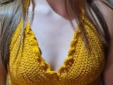 Mustard crochet boho crop top