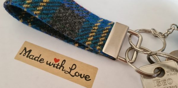 Blue tweed keyfob - keyring gift - Image 2