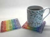 Rainbow Sprinkles fused glass coasters