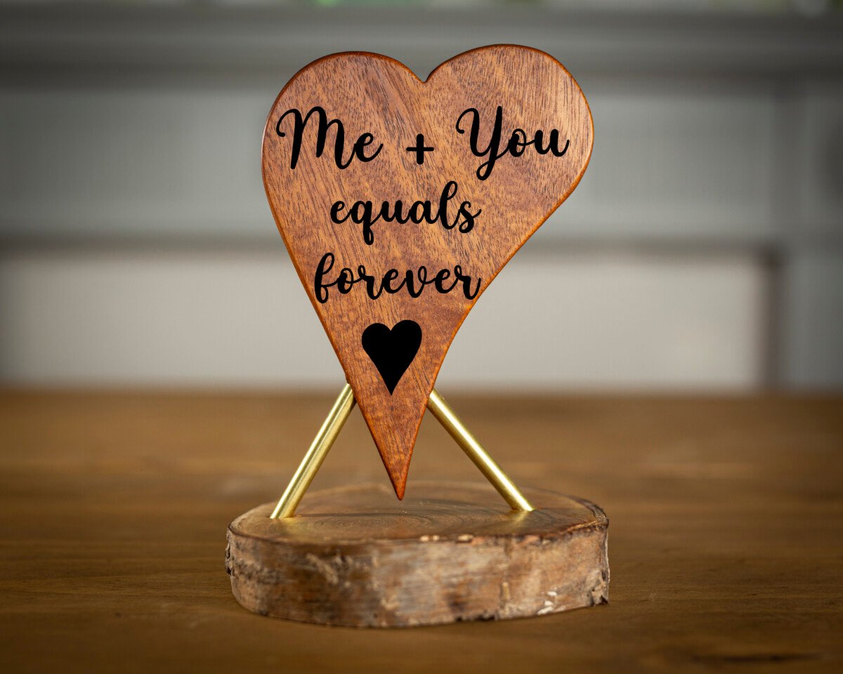 Valentines Wooden Heart Stand, Wood Heart, Valentine Engraved