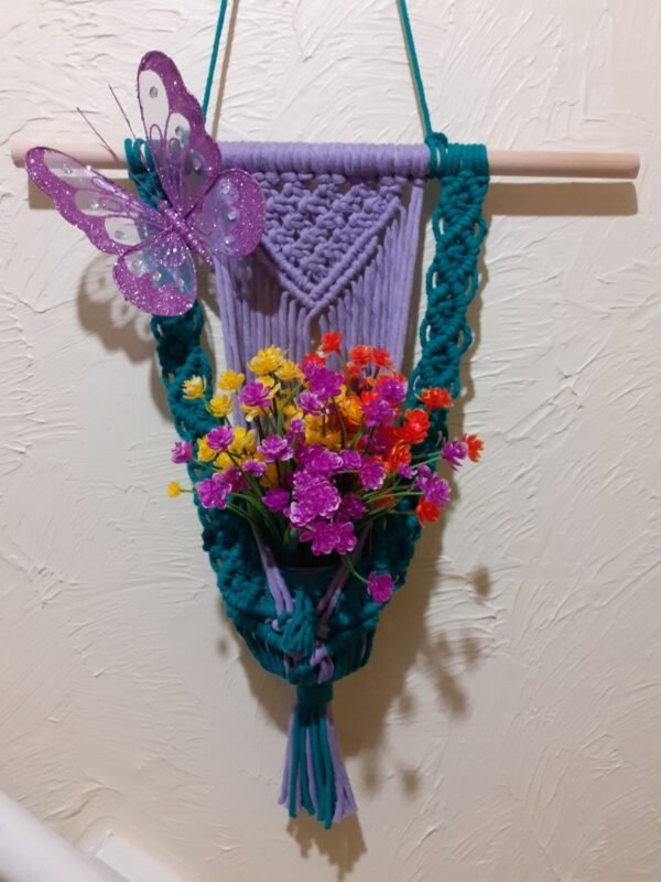 Macrame plant Wall Hanger with matching pot - Image 3