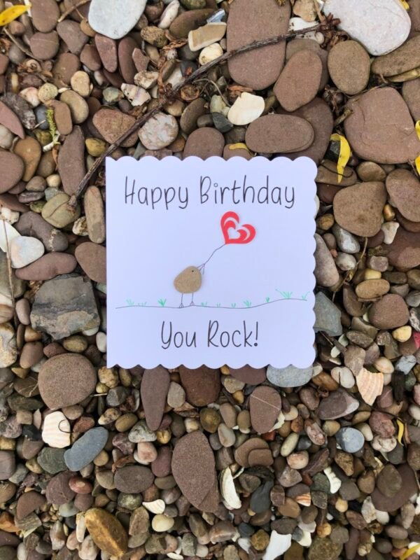 Birthday Card, Pebble Art, Happy Birthday Pebble Art Card - Image 3