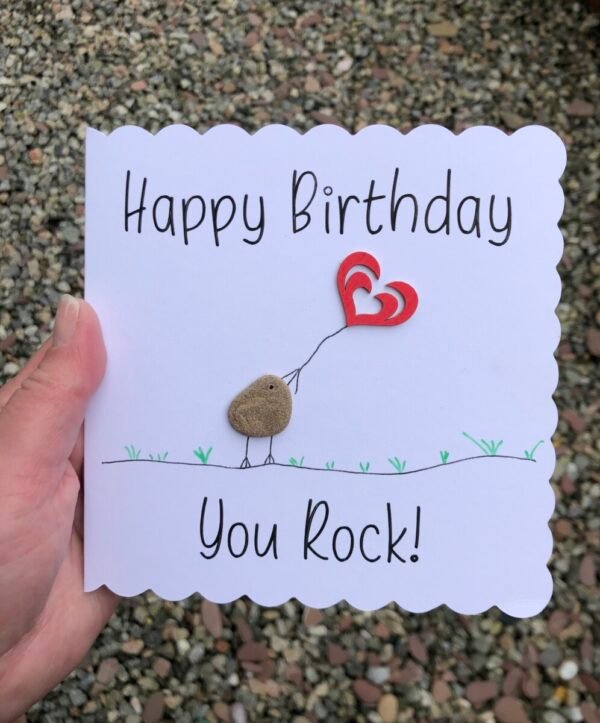 Birthday Card, Pebble Art, Happy Birthday Pebble Art Card - Image 2