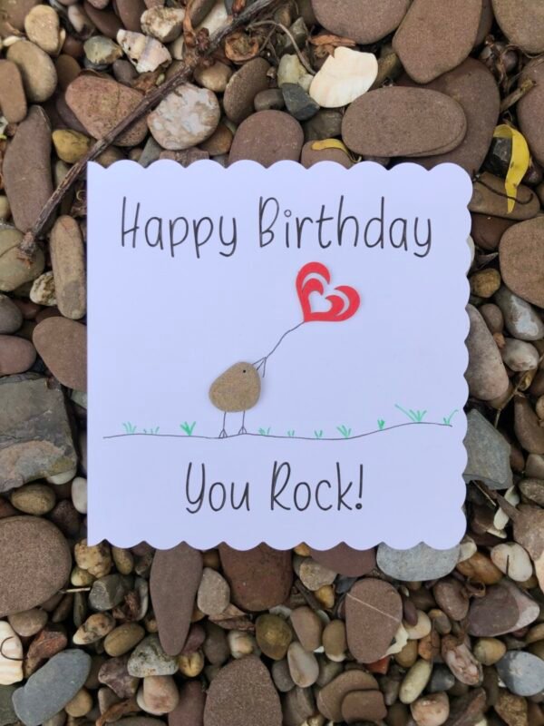 Birthday Card, Pebble Art, Happy Birthday Pebble Art Card