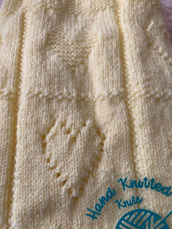 Lemon Sparkle Hand Knitted Baby Blanket - Hearts - Image 2