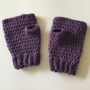 Girl’s Purple Crochet Fingerless Gloves