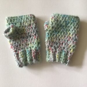 Girl’s Rainbow Sky Crochet Fingerless Gloves