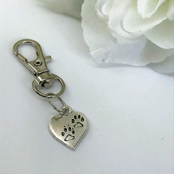 Heart Pawprint Bag Charm