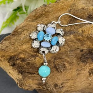Upcycled Necklace Pendant Recycled Metallic Turquoise