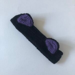 childrens purple & black cat ear crochet headband