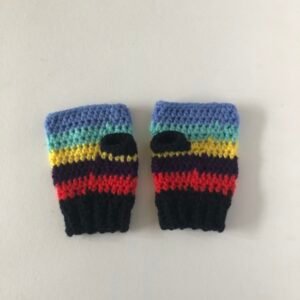 childrens black cuff crochet fingerless gloves