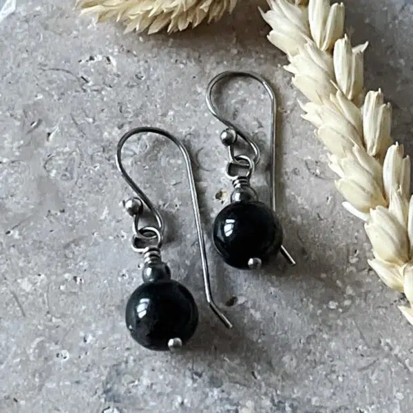 Oxidised Sterling Silver Earrings With Jet Gemstones - Image 4