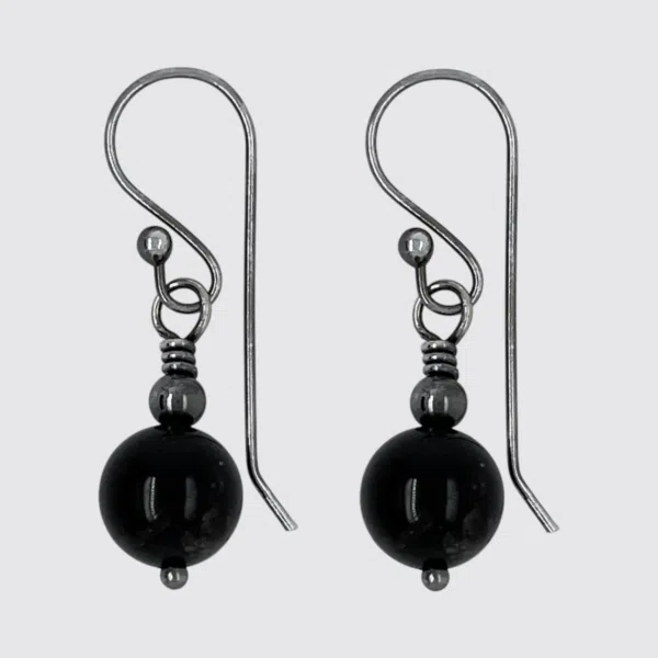 Oxidised Sterling Silver Earrings With Jet Gemstones