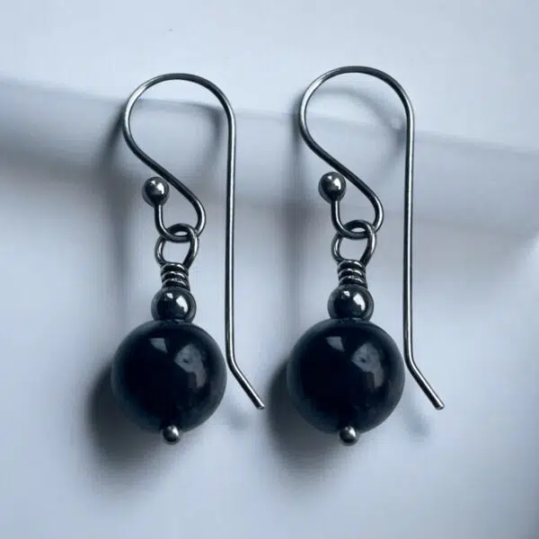 Oxidised Sterling Silver Earrings With Jet Gemstones - Image 8